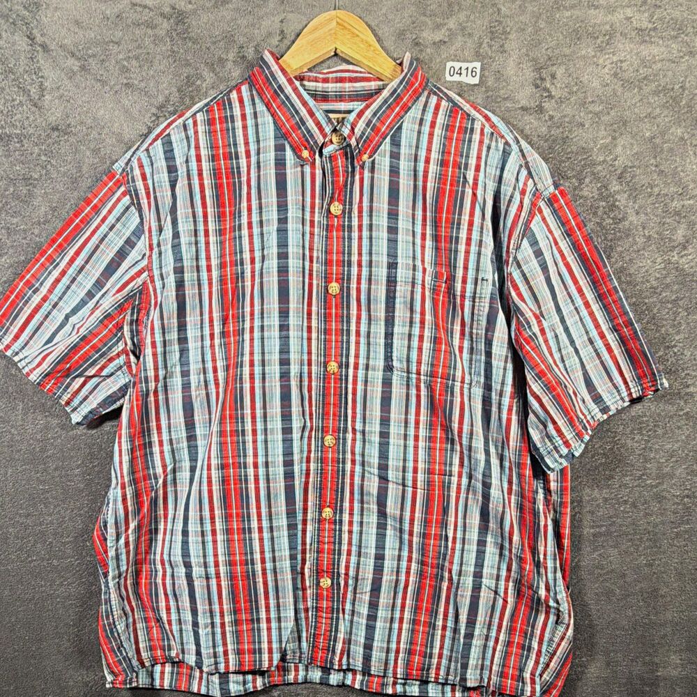 Duluth Trading Co Men’s 2XL Plaid Short Sleeve Button-Down Shirt Pockets